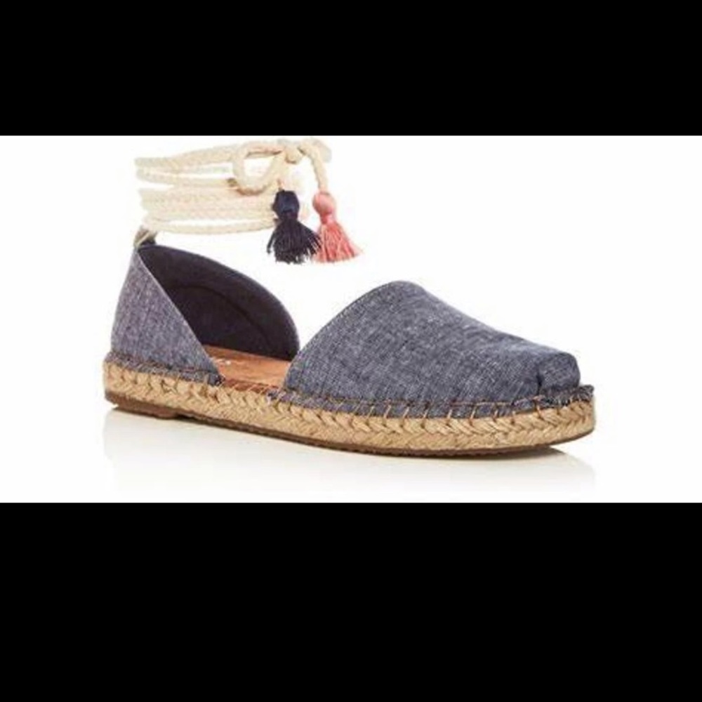 Toms Katalina navy slub chambray d'orsey